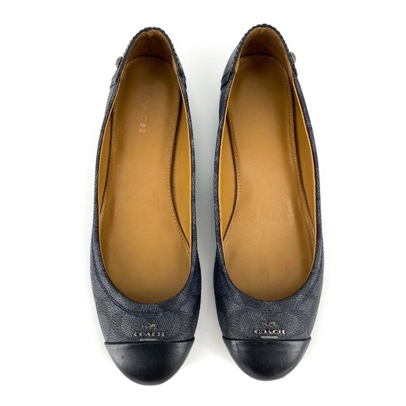 COACH Chelsea Black Smoke Signature Ballet Flats - Picture 1 of 16
